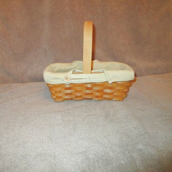VINTAGE Taskets RENAISSANCE Woven Wood  BASKET With LINER Bread HANDLE Decor - Picture 1 of 11